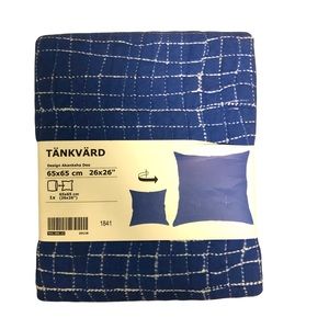 Tankvard IKEA Pillow Cover Blue with Asymmetrical White Stitching 26"x26"